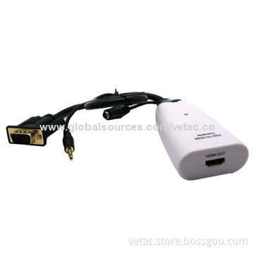 VGA to HDMI Converter with Audio, Supports Up to 1,280 x 1,024P Resolution